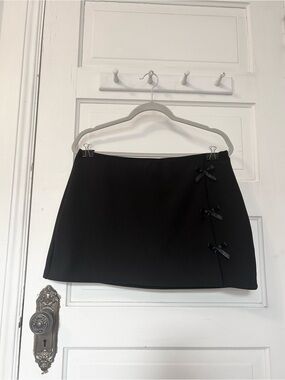Free Haven Micro Mini Skort Skirt XL Black Bow Vamp Dark Romantic Goth Fairy